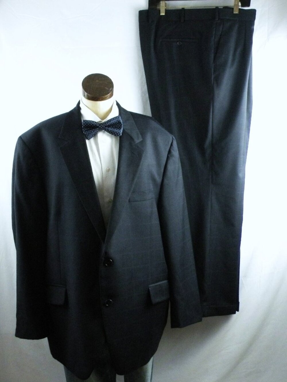 Coppley Jacket Pants Navy Blue Windowpane Wool Suit 50R